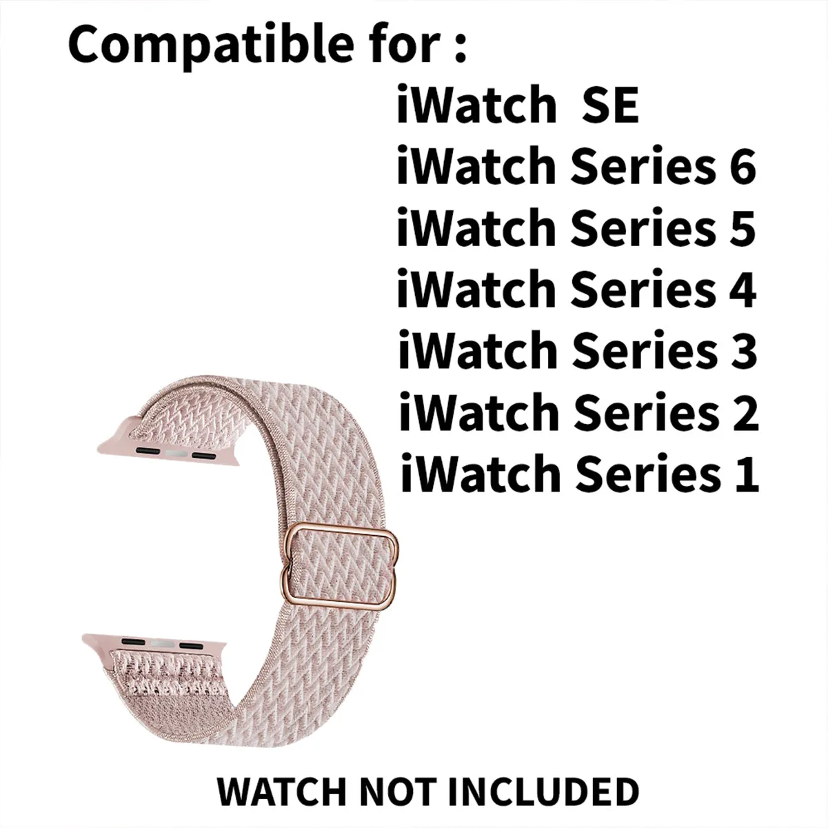 Solo Loop Braided Strap For Apple Watch 38/40/41mm- Pink Sand