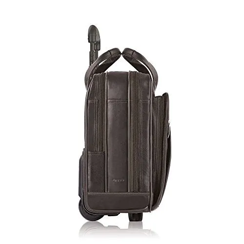 Solo Walker 15.6 Inch Premium Leather Rolling Laptop Case, Espresso
