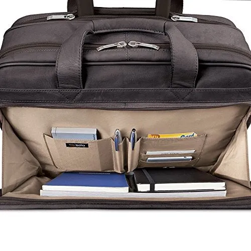 Solo Walker 15.6 Inch Premium Leather Rolling Laptop Case, Espresso