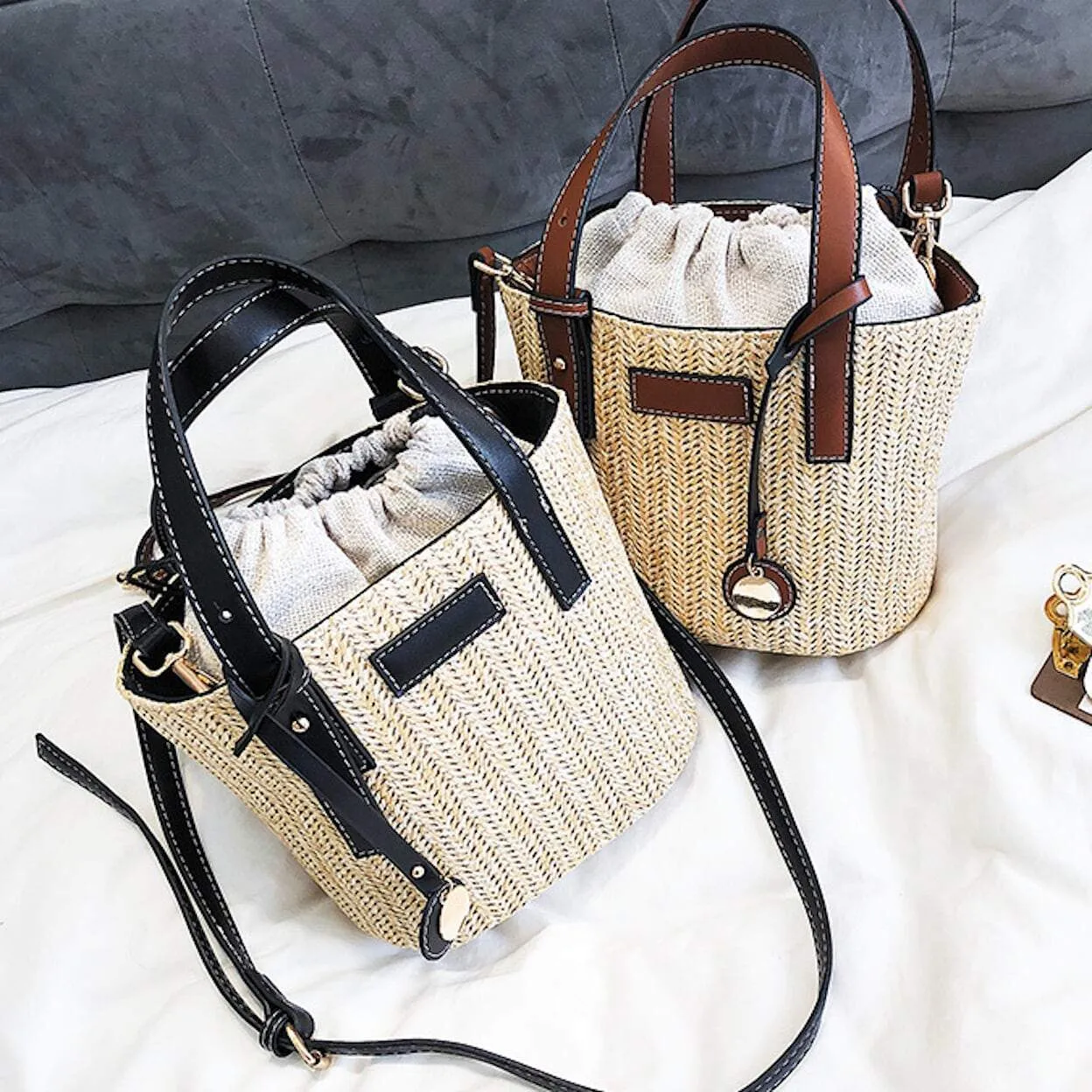 Straw Bucket Bag