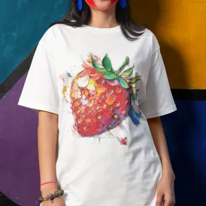 Strawberry Festival Sweatshirt, Modern Oil Painting Graphic, Pastel Colors, Unisex T-shirt, Fruit Art Tee, Festival Apparel