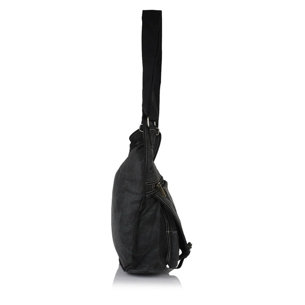Suntop Men Black Cotton, Canvas Sling Bag(Black)