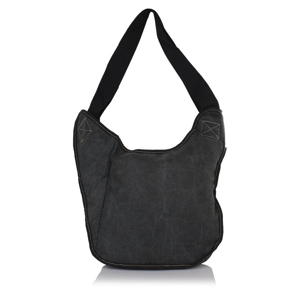 Suntop Men Black Cotton, Canvas Sling Bag(Black)