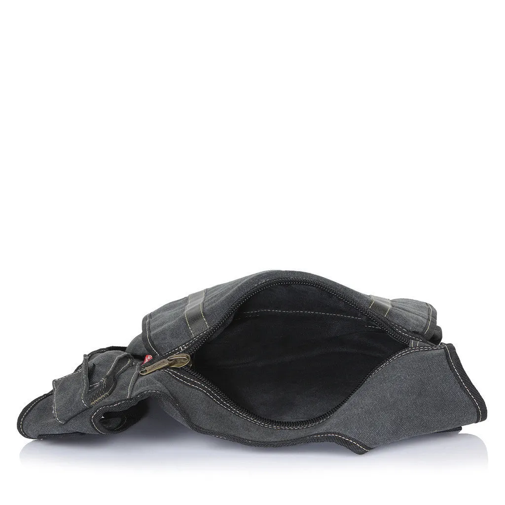 Suntop Men Black Cotton, Canvas Sling Bag(Black)