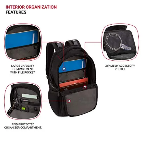 SWISSGEAR 1900 ScanSmart Mini/Slim Version Laptop Backpack | Fits Most 13 Inch Laptops and Tablets | TSA Friendly Backpack | Ideal for Work, Travel, School, College, and Commuting, 16” x 11” x 6”- Black