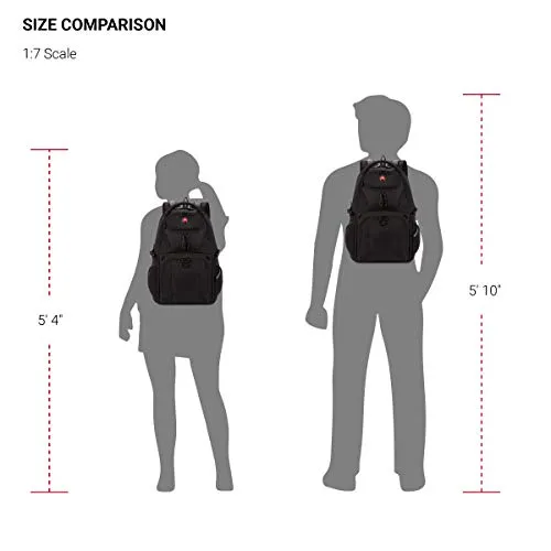 SWISSGEAR 1900 ScanSmart Mini/Slim Version Laptop Backpack | Fits Most 13 Inch Laptops and Tablets | TSA Friendly Backpack | Ideal for Work, Travel, School, College, and Commuting, 16” x 11” x 6”- Black