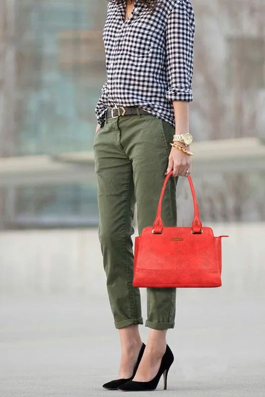 Synthetic Messenger Bag - Elegant Design, Spacious Interior | 3 Compartments | Imperial Red