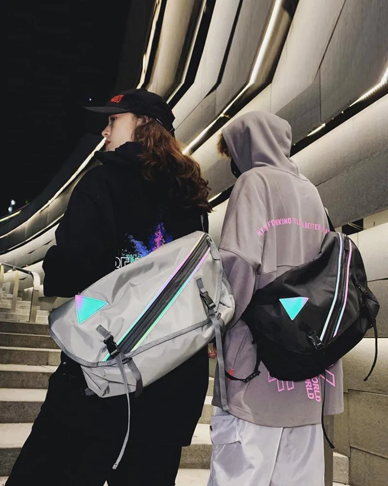 Techwear Large Reflective Messenger Bag