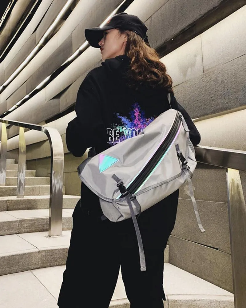 Techwear Large Reflective Messenger Bag