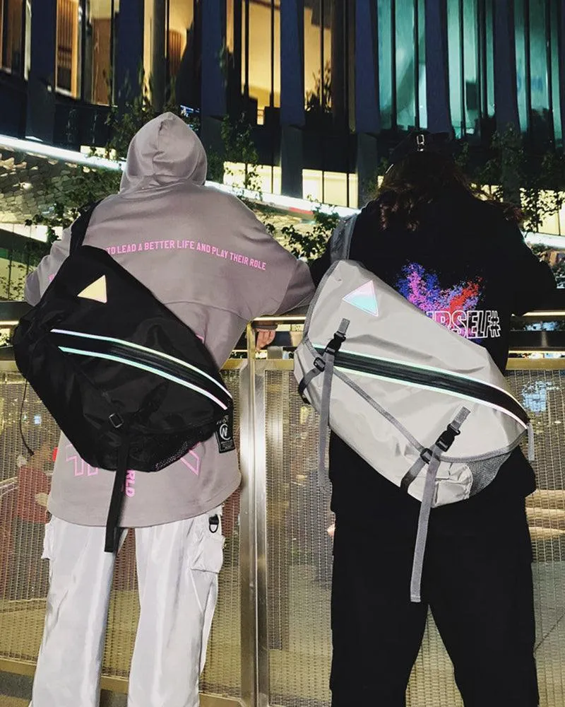 Techwear Large Reflective Messenger Bag
