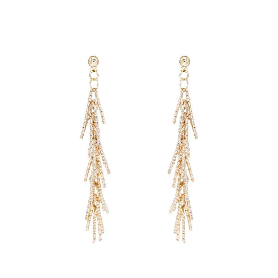 Textured Metal Tassel Earrings
