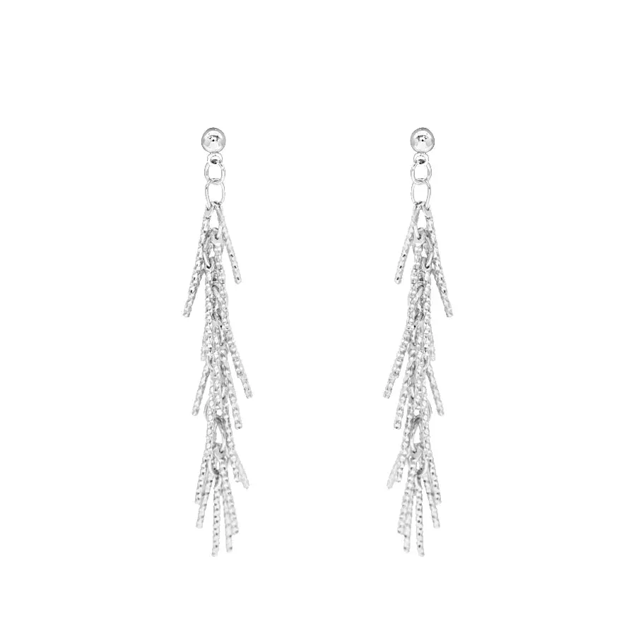 Textured Metal Tassel Earrings