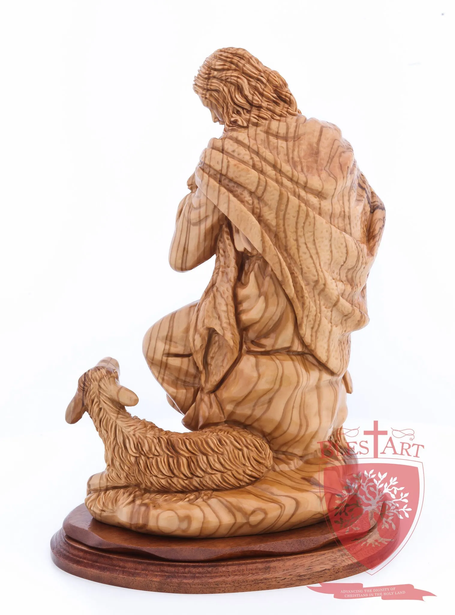 The Good Shepherd, Seated Style, Artistic - Olivewood