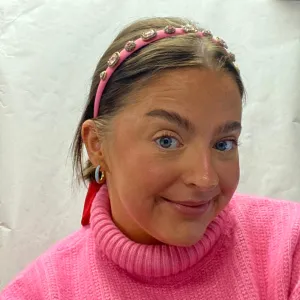 Thin Satin Hairband - Pink