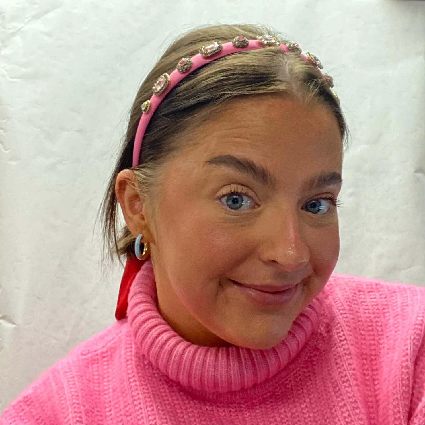 Thin Satin Hairband - Pink
