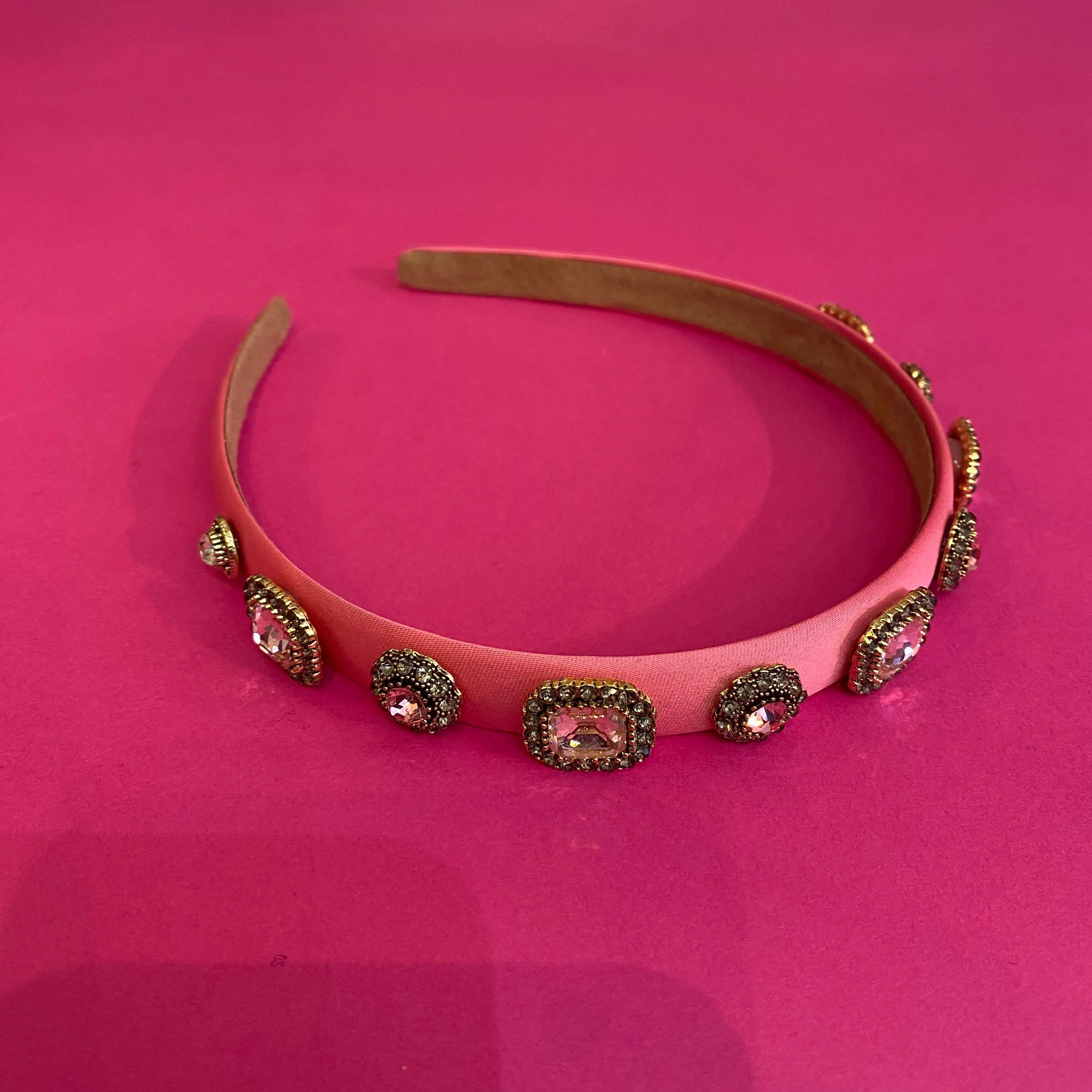 Thin Satin Hairband - Pink