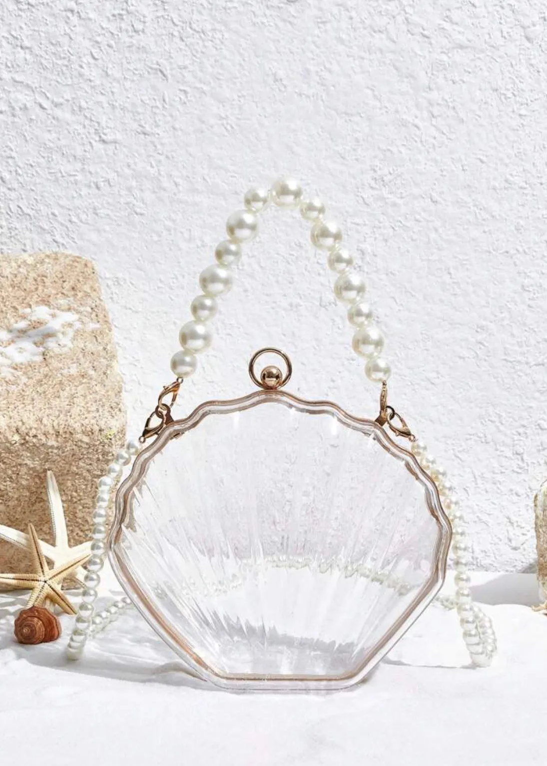 Transparent Pearl Portable Shell Shape Bag