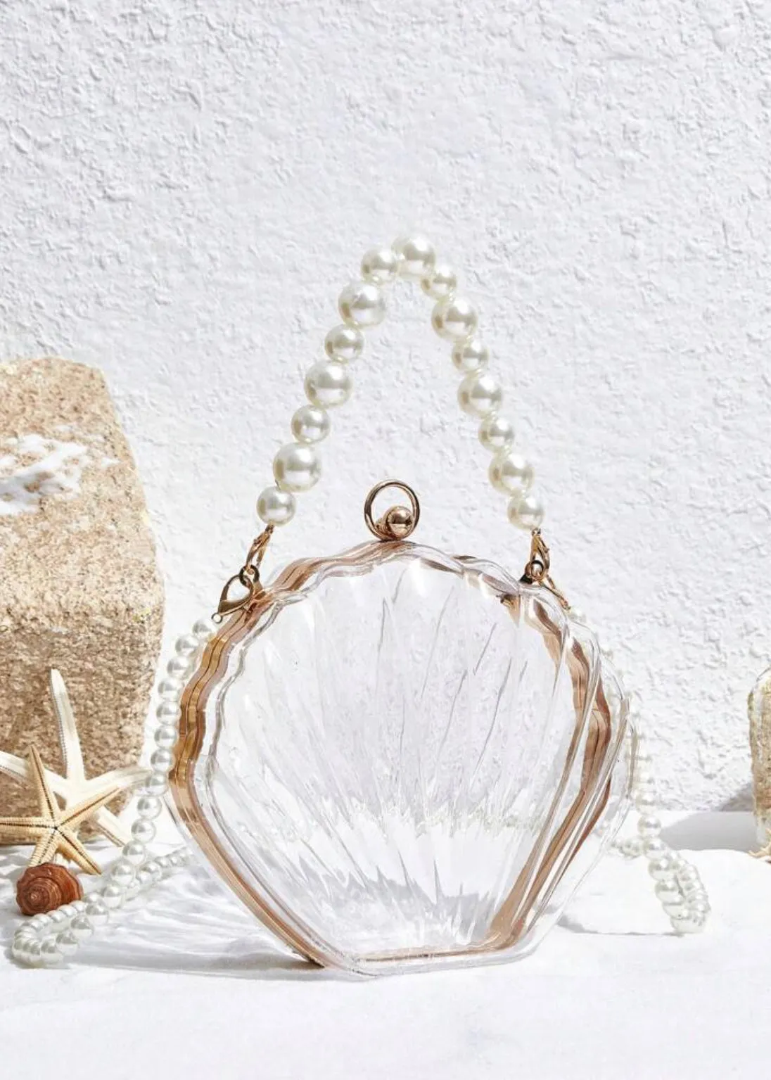 Transparent Pearl Portable Shell Shape Bag