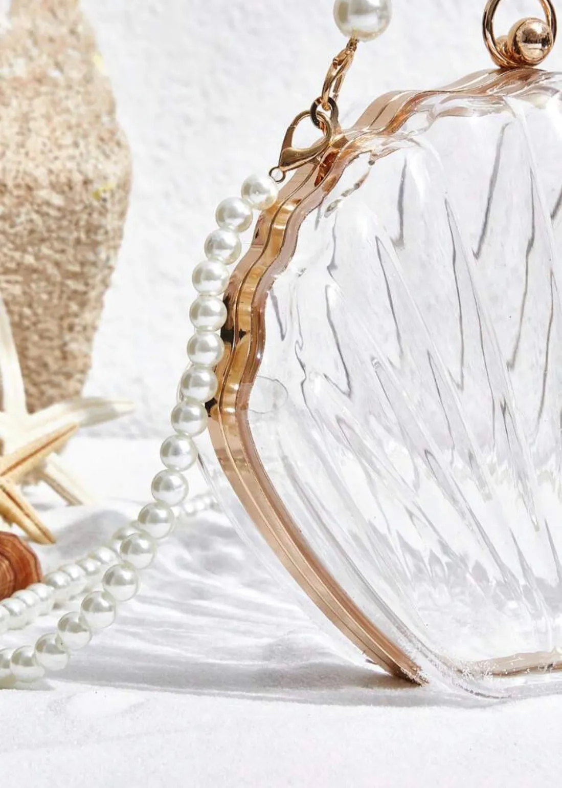 Transparent Pearl Portable Shell Shape Bag