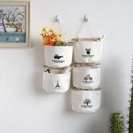 Unprinted style storage bag Simple multifunctional decoration Cotton and linen wall hanging storage bag NP-H7TAF-12