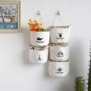 Unprinted style storage bag Simple multifunctional decoration Cotton and linen wall hanging storage bag NP-H7TAF-12