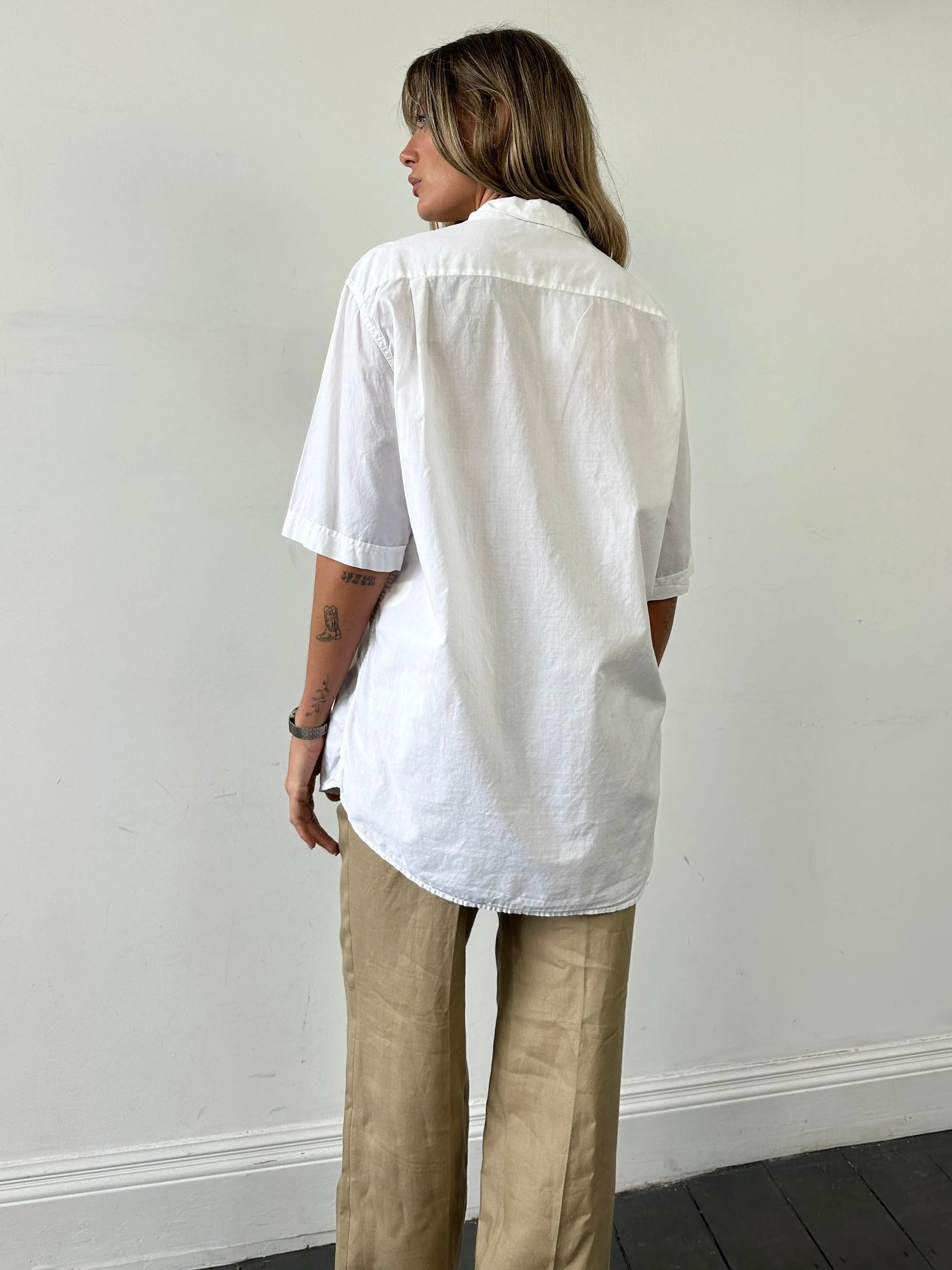 Valentino Beachwear 90s Cotton Cuban Collar Shirt - L