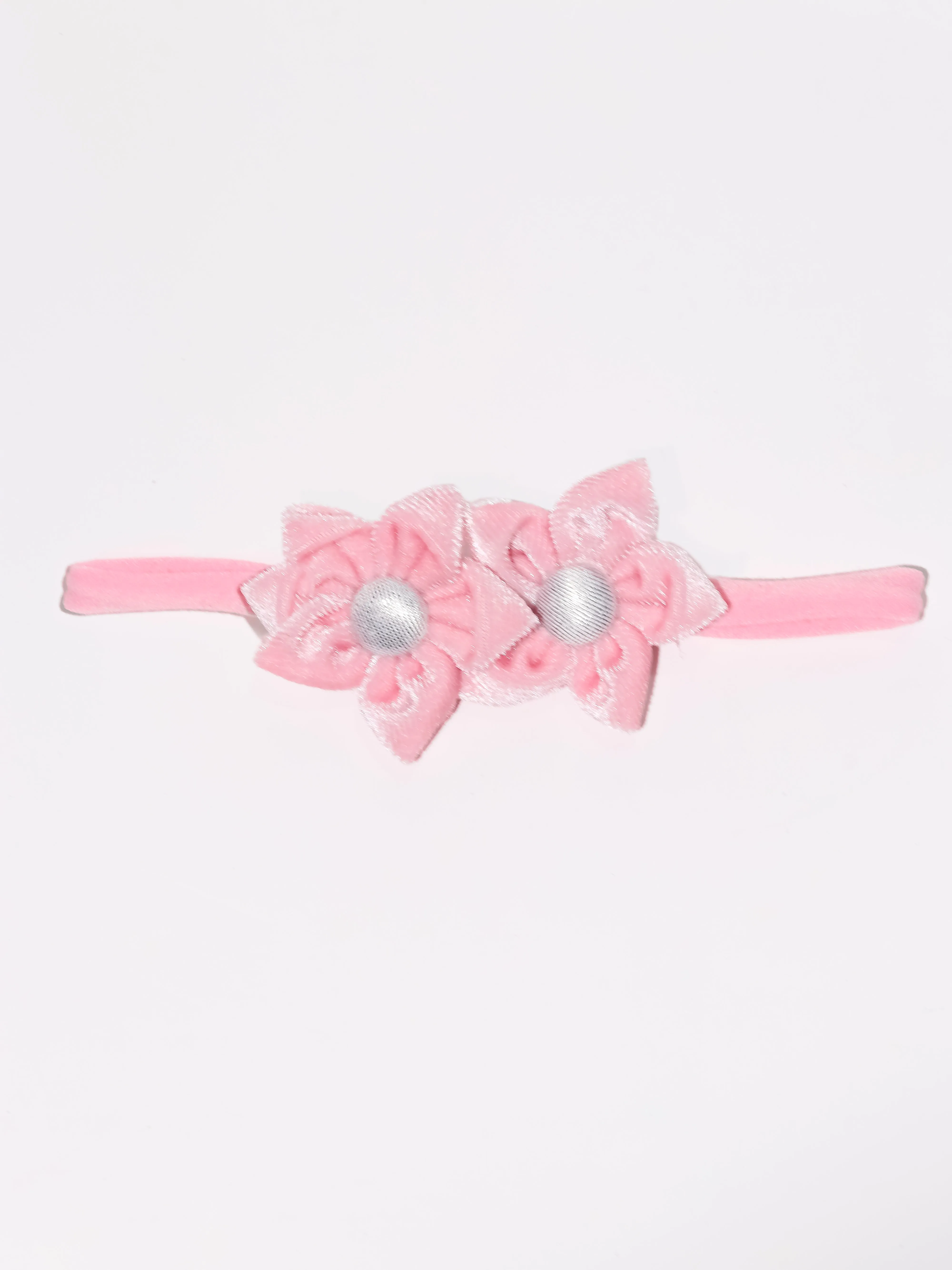 Velvet Newborn Flower Headband- Light Pink