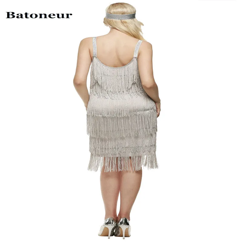 VenusFox Straps Gatsby Costume Long Tassels Flapper Beach Dresses