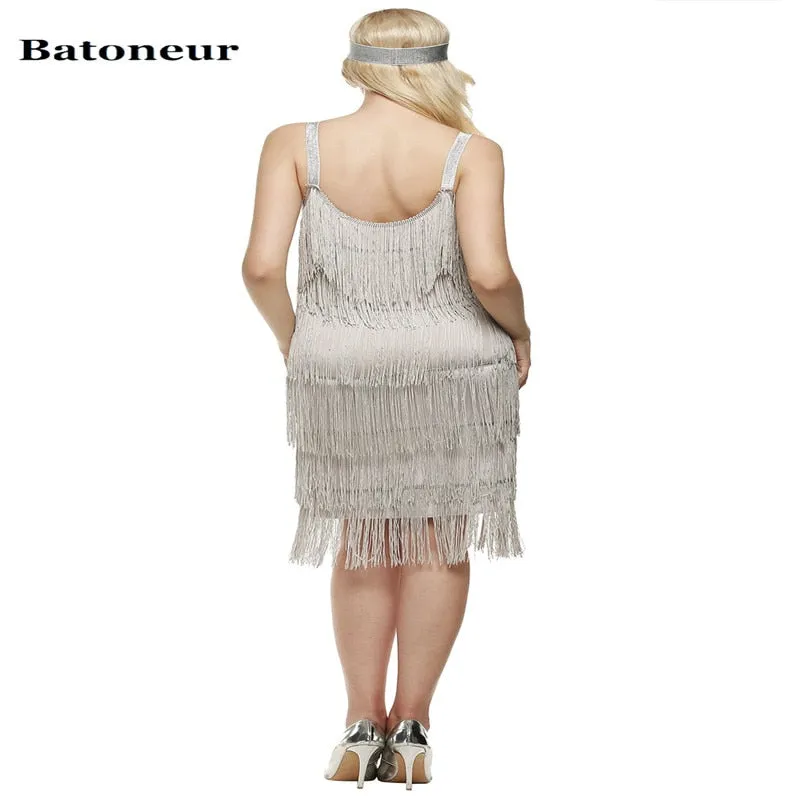 VenusFox Straps Gatsby Costume Long Tassels Flapper Beach Dresses