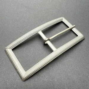 Vintage 1940s Big 9 x 4.2cm Silver Tone Metal Belt Buckle - Old Shop Stock