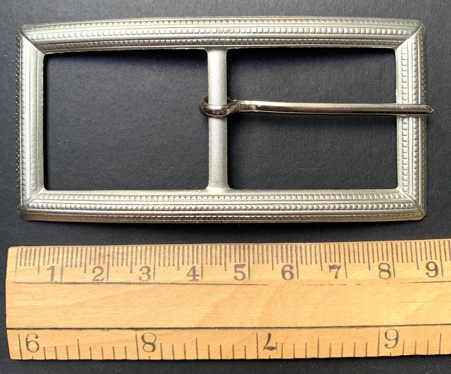 Vintage 1940s Big 9 x 4.2cm Silver Tone Metal Belt Buckle - Old Shop Stock