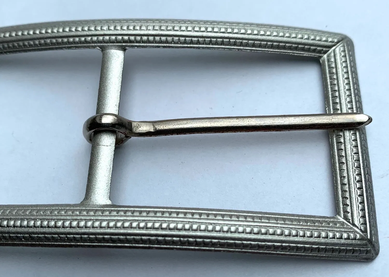 Vintage 1940s Big 9 x 4.2cm Silver Tone Metal Belt Buckle - Old Shop Stock