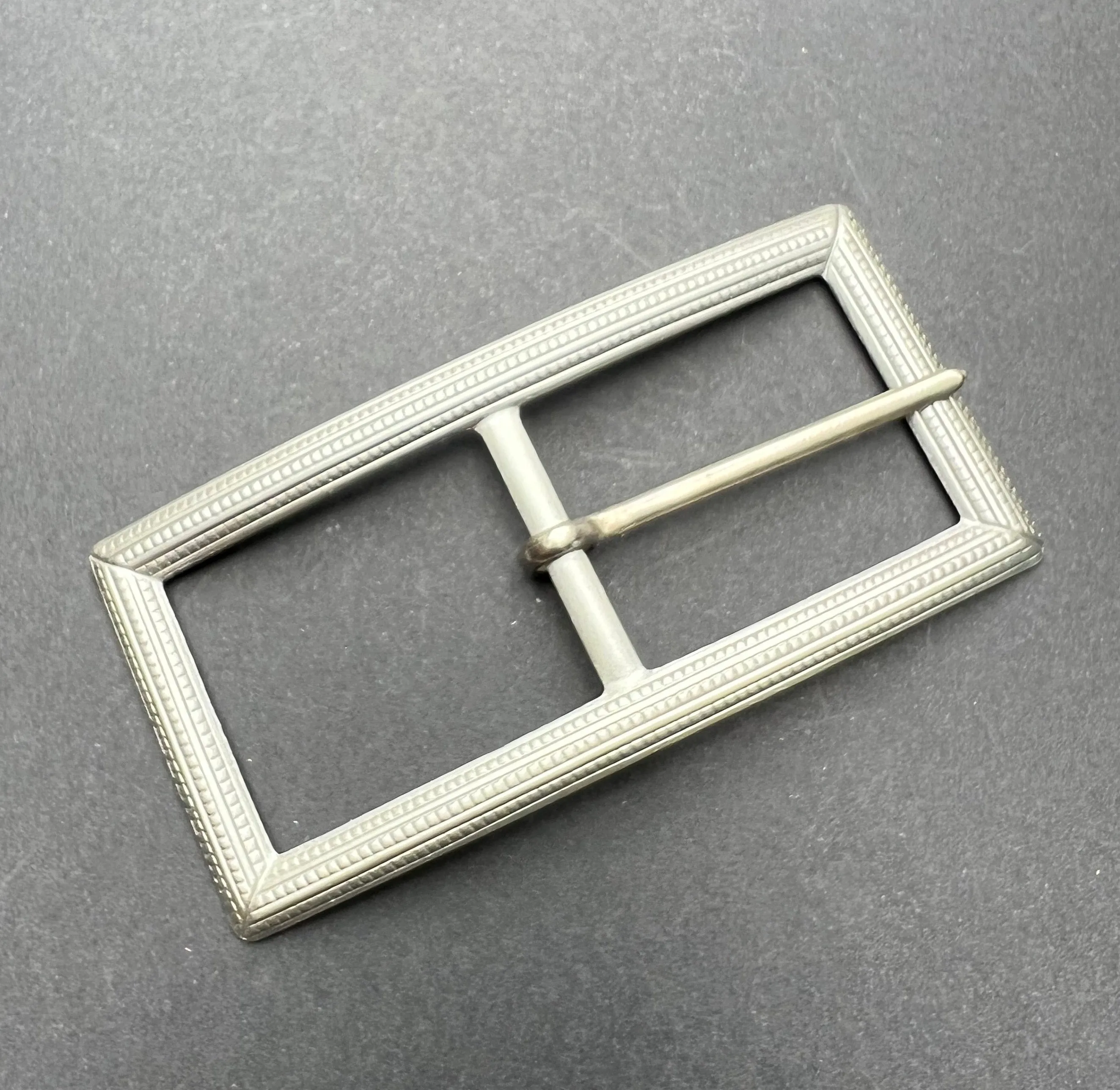 Vintage 1940s Big 9 x 4.2cm Silver Tone Metal Belt Buckle - Old Shop Stock