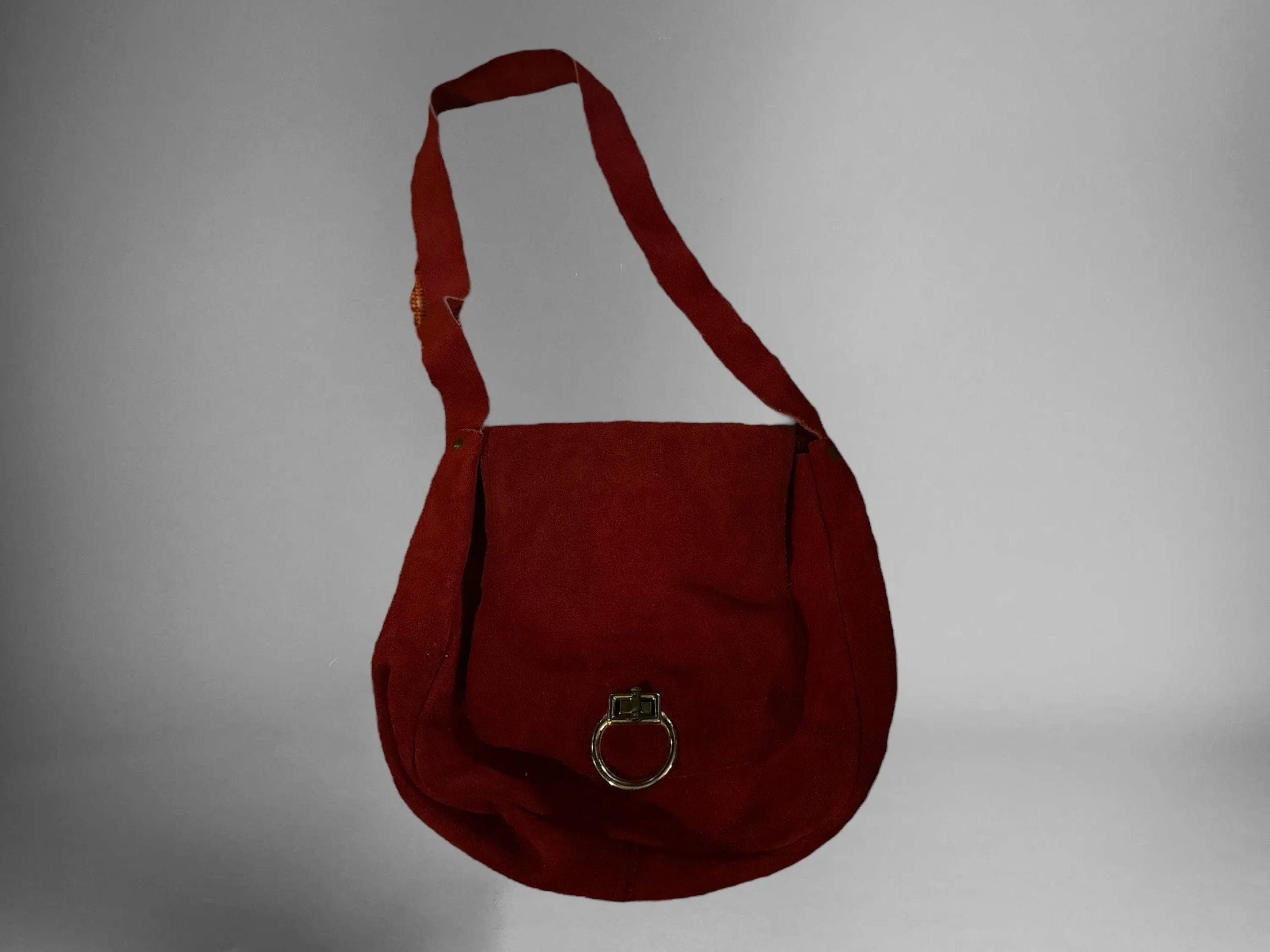 Vintage 70’s red suede handbag purse