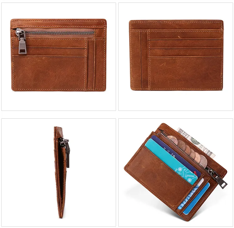 Vintage Handmade Leather Card Coin Zipper Cases JK056