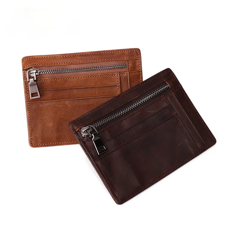 Vintage Handmade Leather Card Coin Zipper Cases JK056