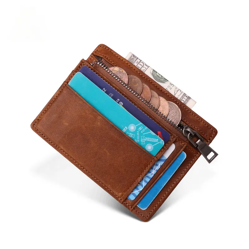 Vintage Handmade Leather Card Coin Zipper Cases JK056