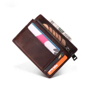 Vintage Handmade Leather Card Coin Zipper Cases JK056