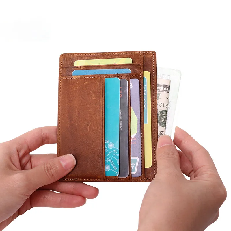Vintage Handmade Leather Card Coin Zipper Cases JK056