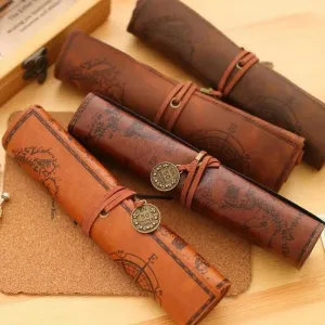 Vintage PU Leather Pencil Roll