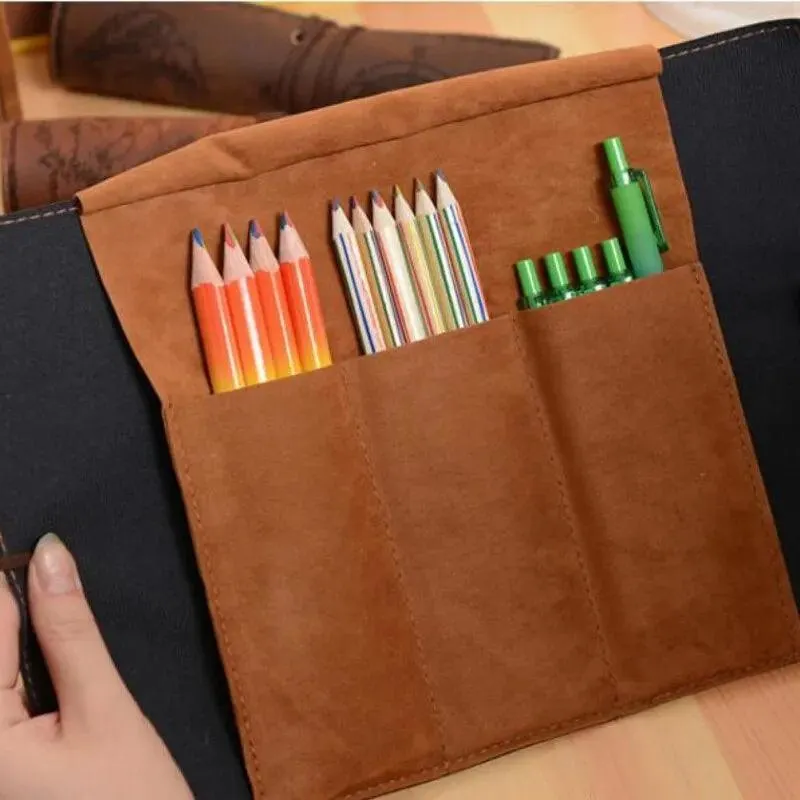 Vintage PU Leather Pencil Roll