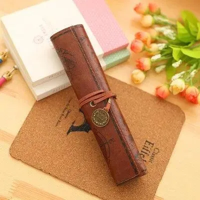 Vintage PU Leather Pencil Roll