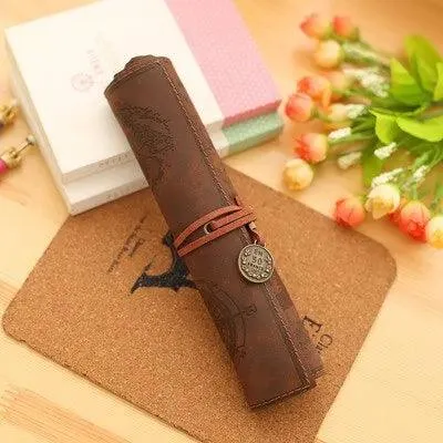 Vintage PU Leather Pencil Roll