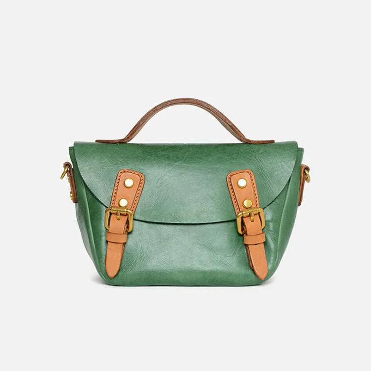 Vintage Women's Genuine Leather Satchel Handbags Crossbody Purse For Women