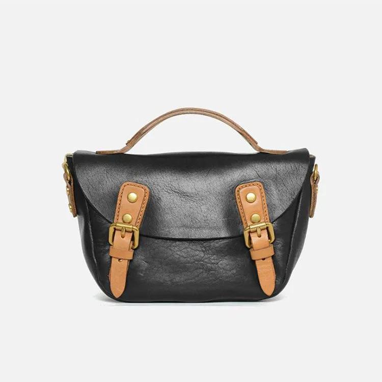 Vintage Women's Genuine Leather Satchel Handbags Crossbody Purse For Women
