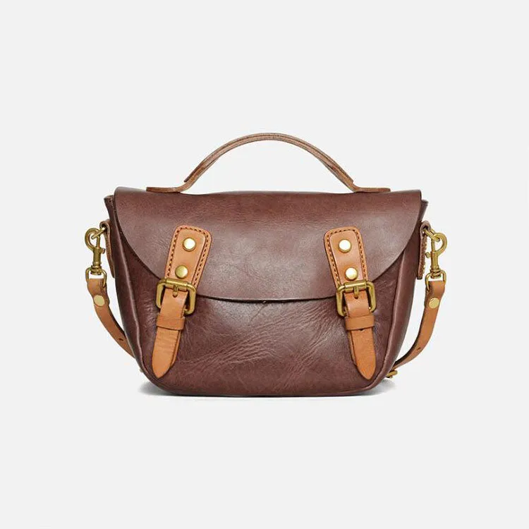 Vintage Women's Genuine Leather Satchel Handbags Crossbody Purse For Women