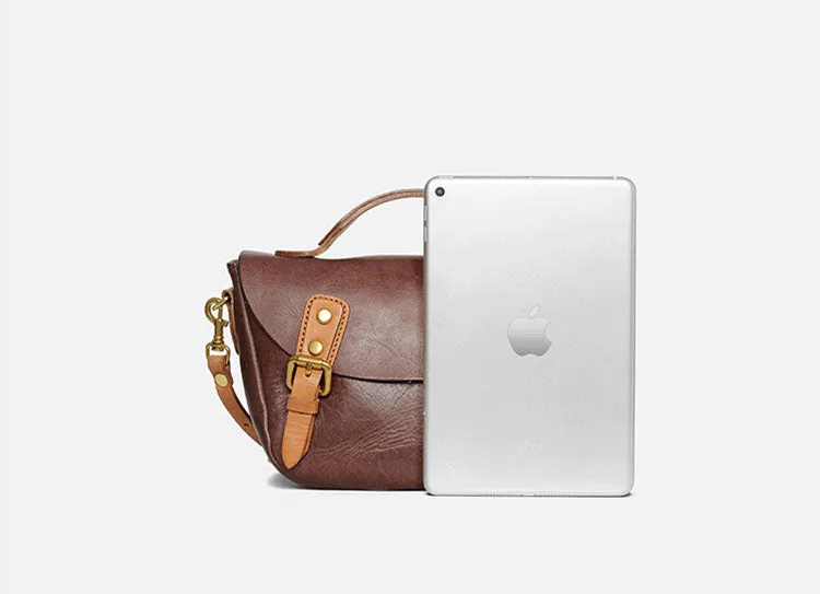 Vintage Women's Genuine Leather Satchel Handbags Crossbody Purse For Women