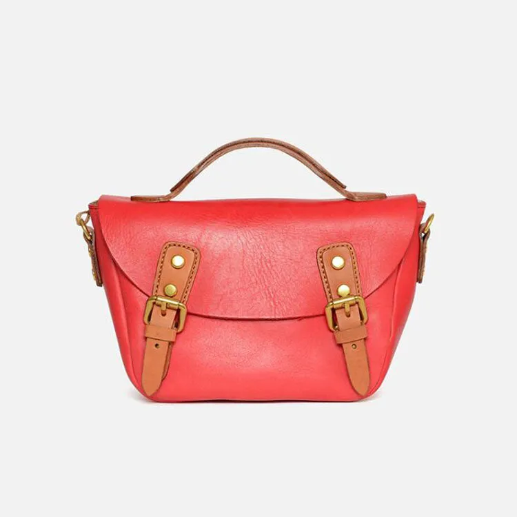 Vintage Women's Genuine Leather Satchel Handbags Crossbody Purse For Women