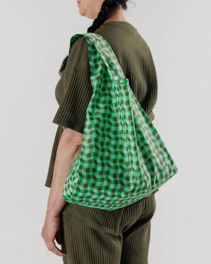 Wavy Gingham Green Standard Baggu