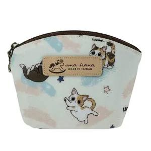 White Cat Yoga Shell Keychain Coin Purse